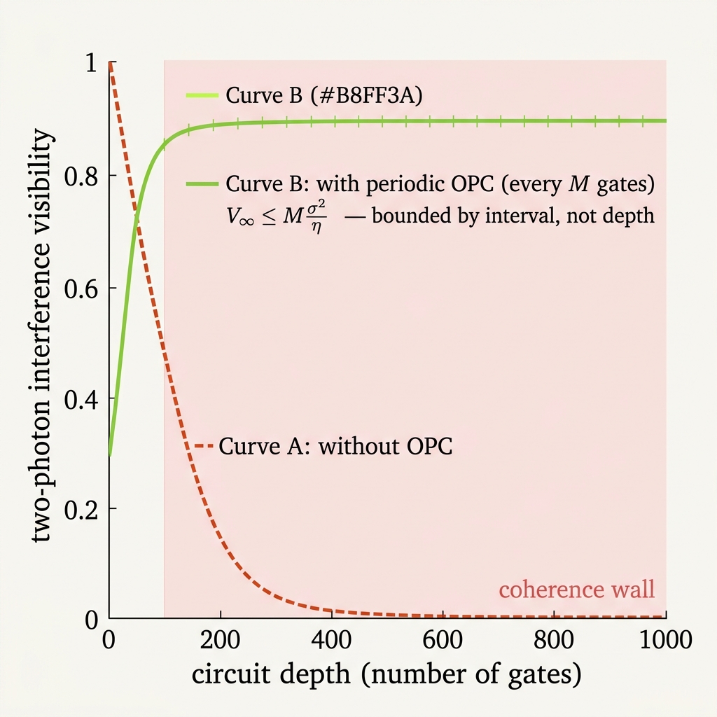 Visibility vs circuit depth with and without OPC