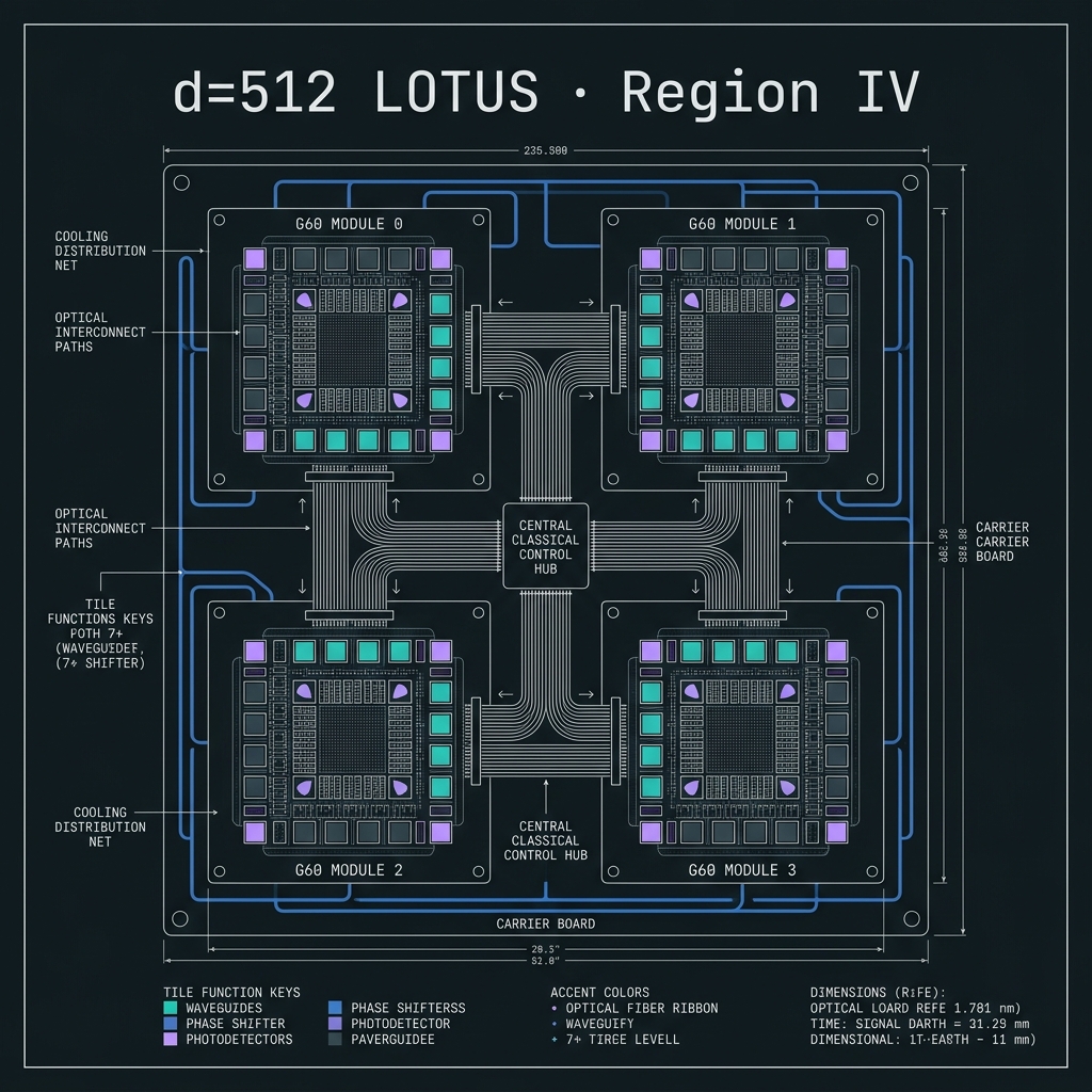 LOTUS multi-module cluster floorplan for d=512
