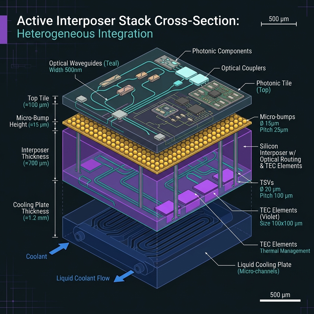 THETA active interposer stack cross-section