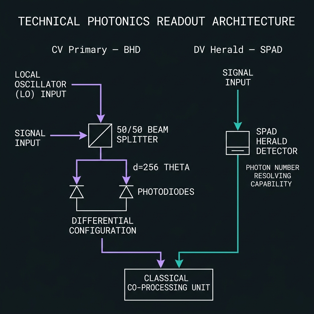 THETA CV-primary BHD plus SPAD herald readout schematic