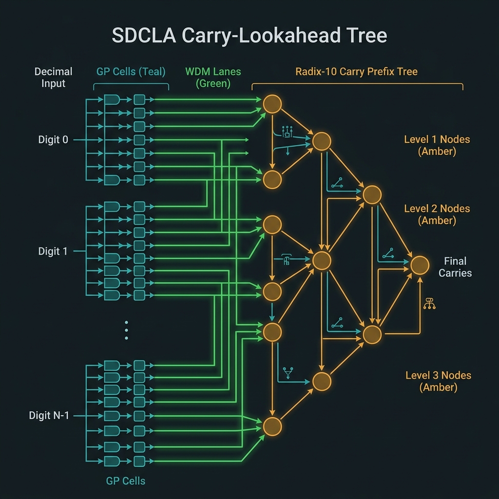 Spectral decimal carry-lookahead tree