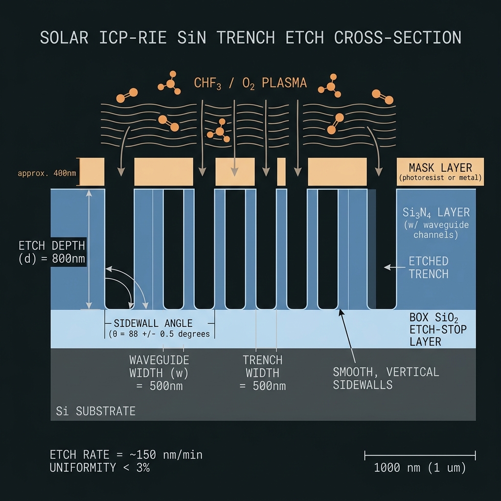 SOLAR ICP-RIE etch & sidewall — 2×5 composite qudit ℤ₁₀, d=10, 50 GHz comb