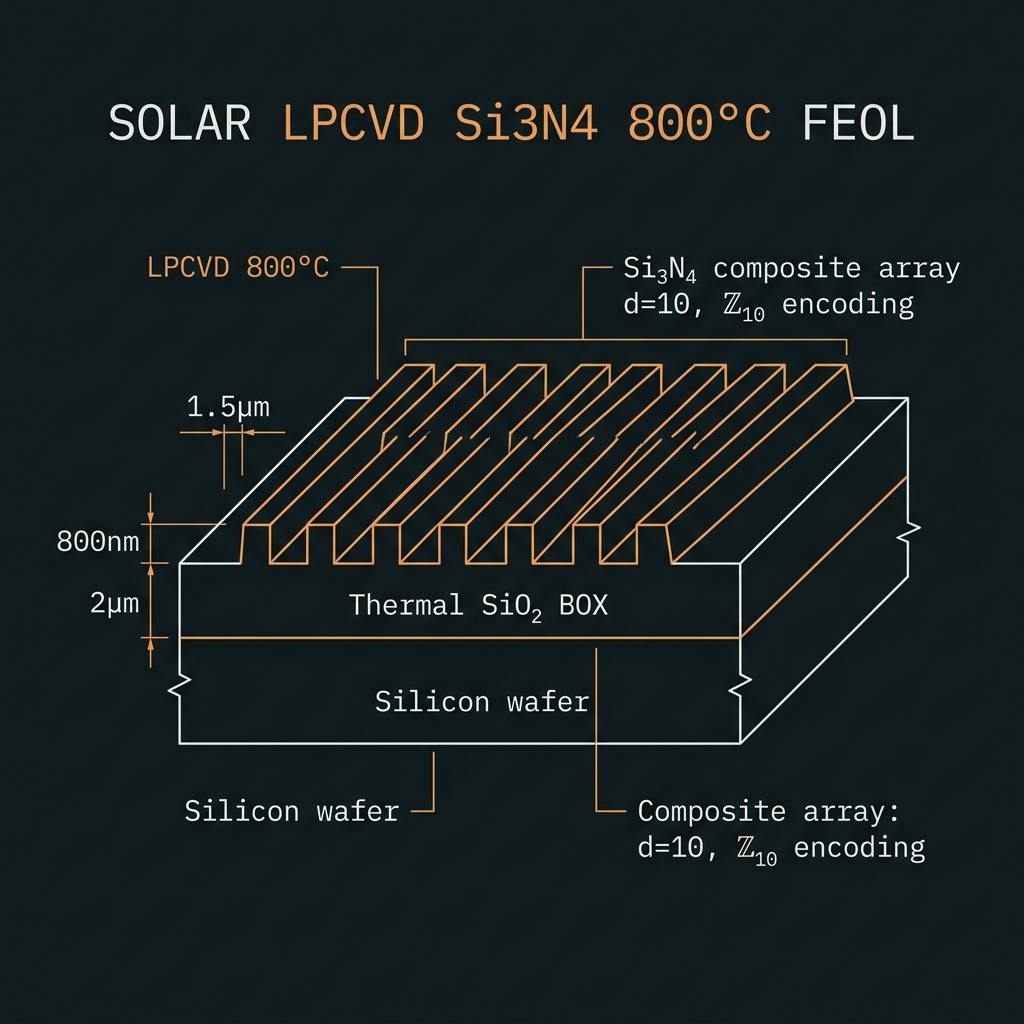 SOLAR Substrate & LPCVD Si₃N₄ — 2×5 composite qudit ℤ₁₀, d=10, 50 GHz comb