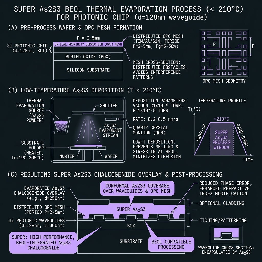 SUPER As₂S₃ BEOL overlay — GF(128)=GF(2⁷), d=128, 35 GHz comb