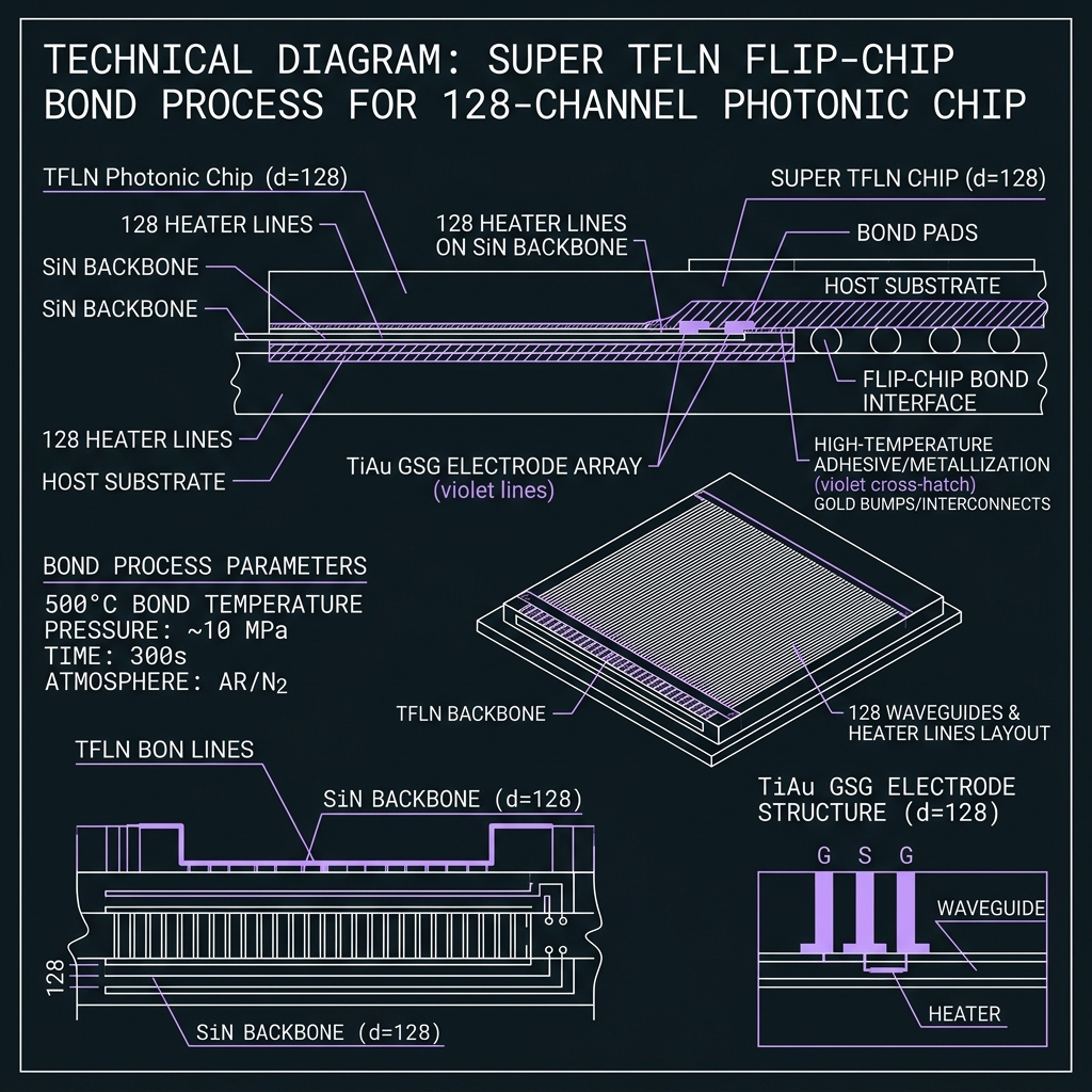 SUPER TFLN bond & metallization — GF(128)=GF(2⁷), d=128, 35 GHz comb