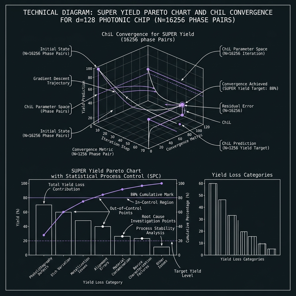 SUPER Yield engineering Pareto — GF(128)=GF(2⁷), d=128, 35 GHz comb
