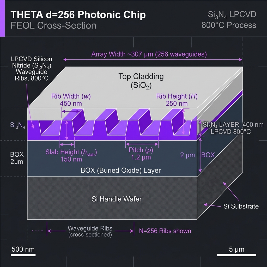 THETA Substrate & LPCVD Si₃N₄ — GF(256)=GF(2⁸), d=256, 25 GHz comb