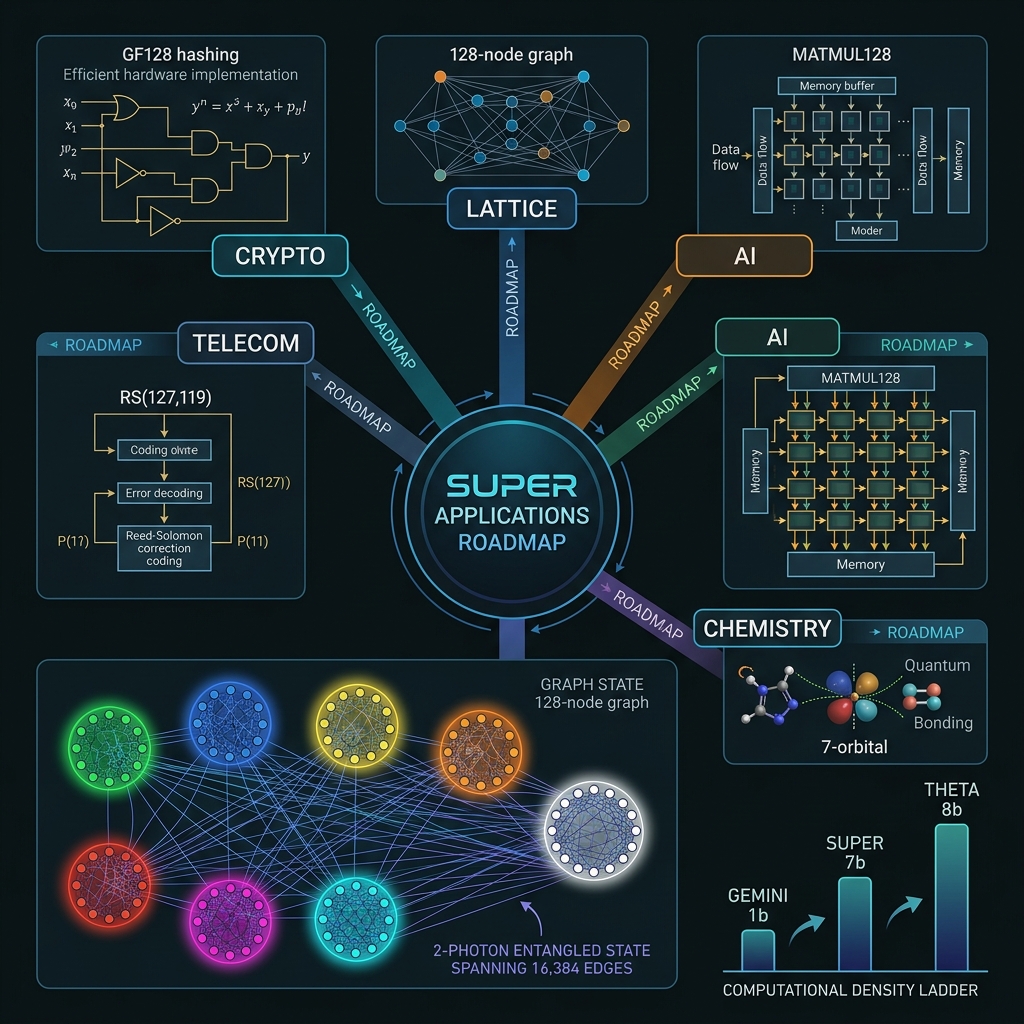 SUPER applications hub and 128-node graph state