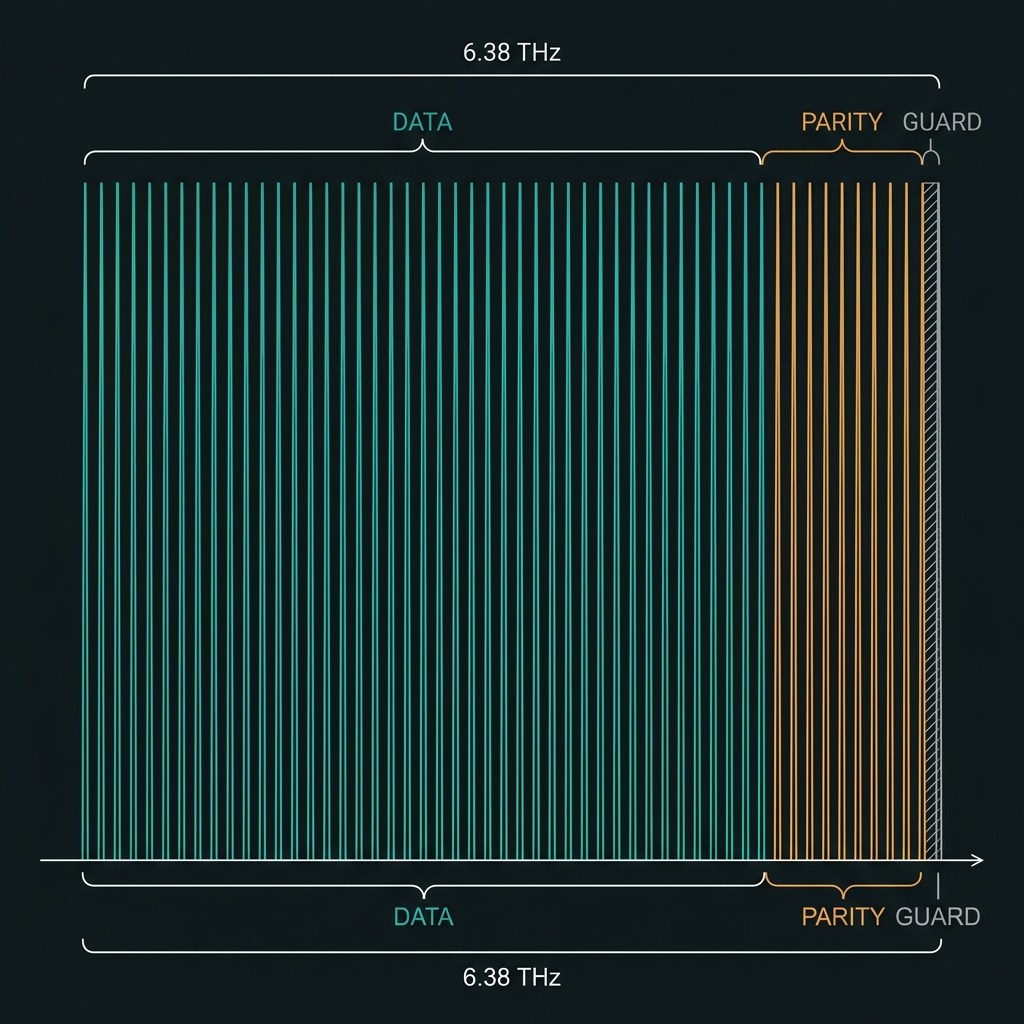 256-bin frequency lattice with RS(255,223) overlay