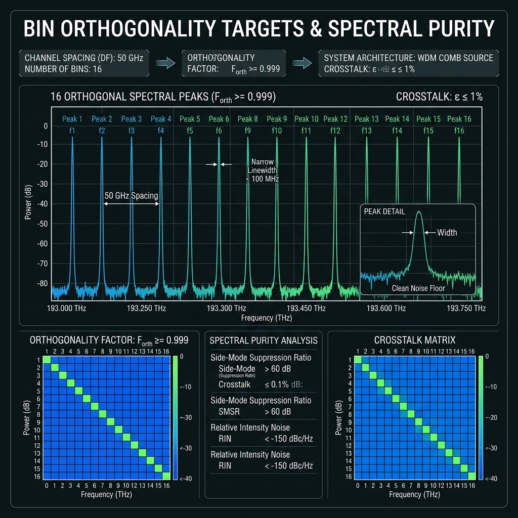 Bin orthogonality and linewidth targets
