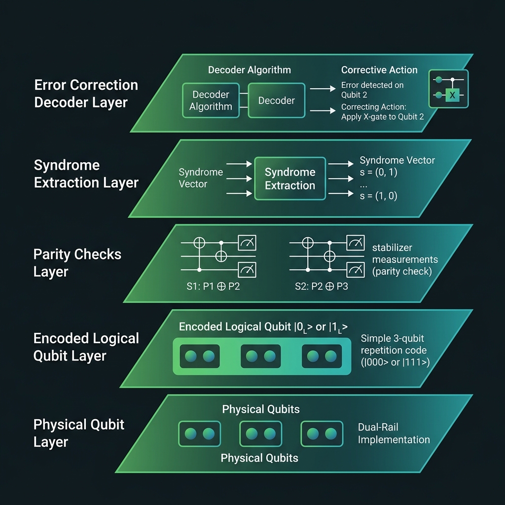 QEC layer cake with OPC pre-layer and ghosted logical qubit