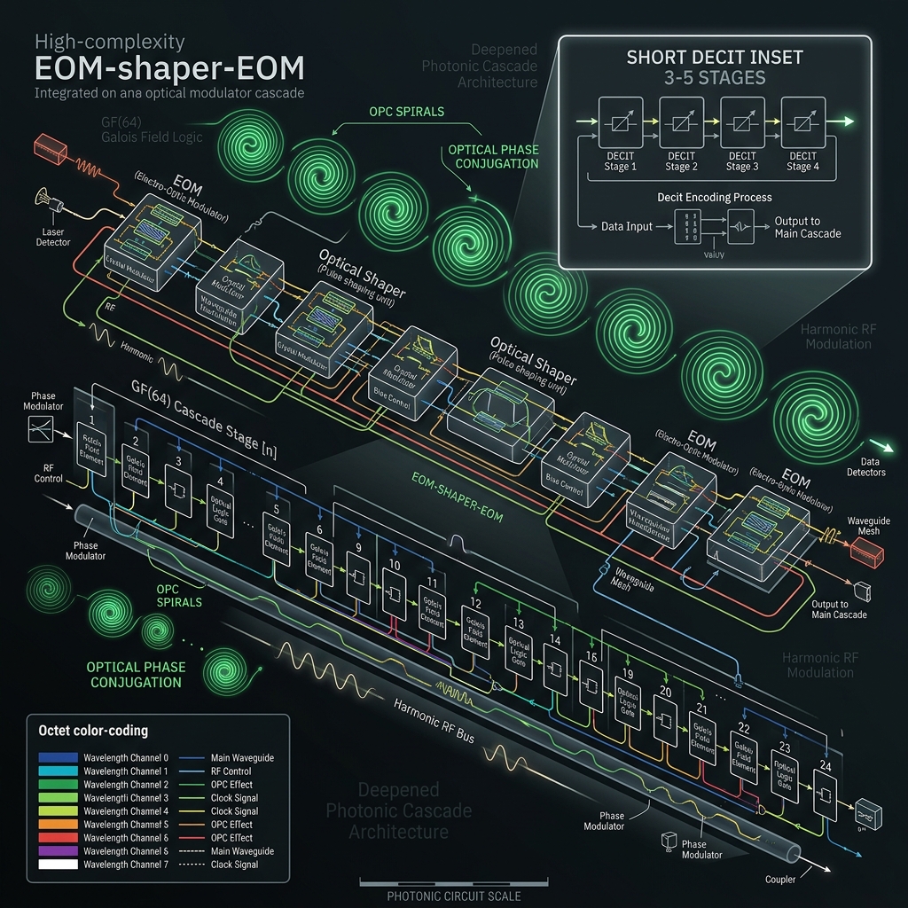 Deeper EOM-shaper-EOM cascade with harmonic RF bus