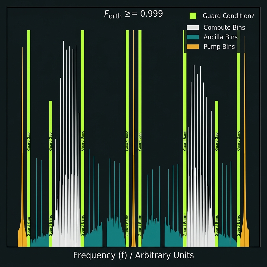 Locked frequency comb with guard bands