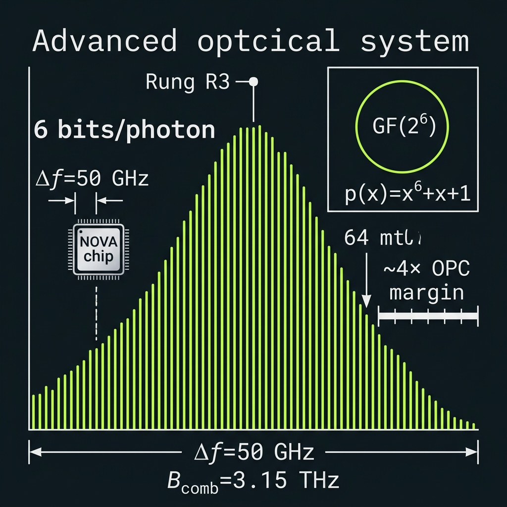 Sixty-four frequency bins labeled as GF(2^6) field elements