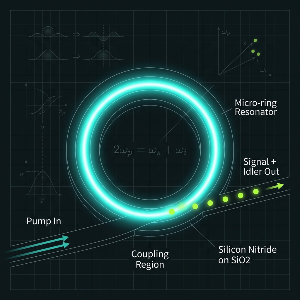 Silicon nitride micro-ring resonator generating a correlated photon pair