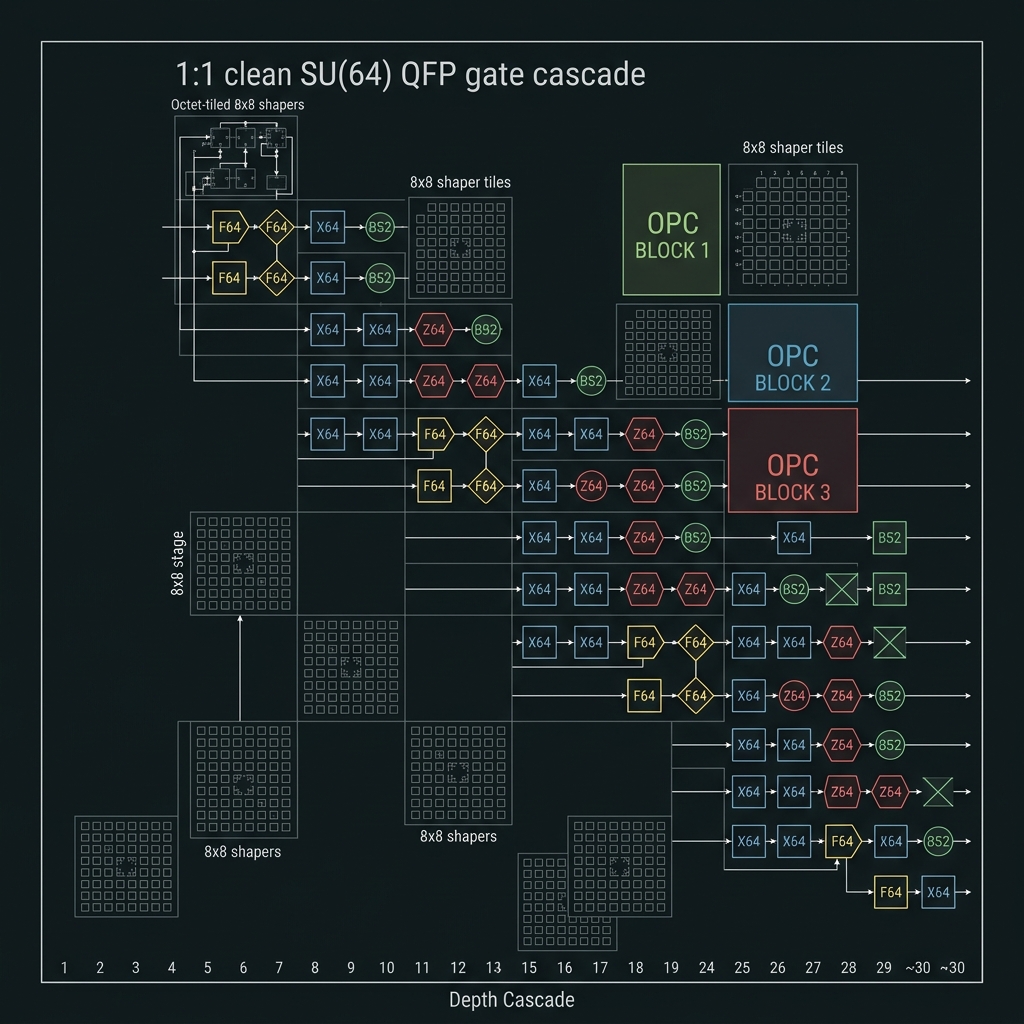 SU(64) QFP cascade depth timeline